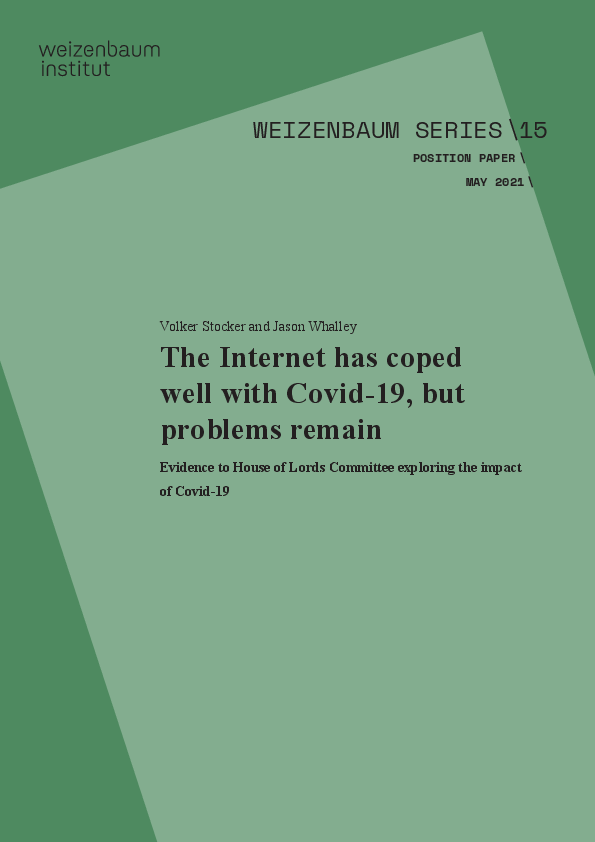 The Internet has coped well with Covid-19, but problems remain: Evidence to House of Lords Committee exploring the impact of Covid-19