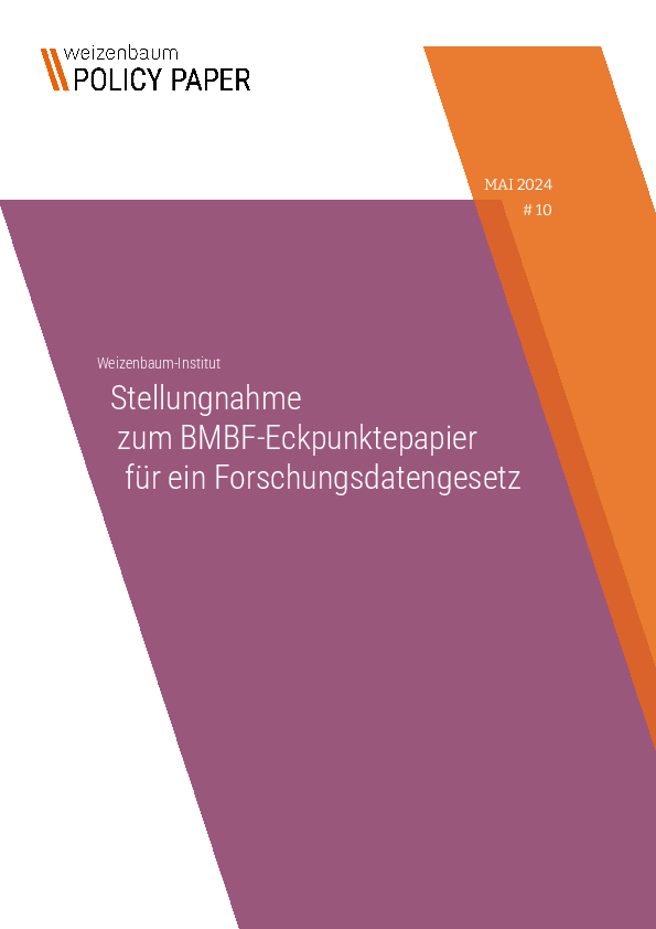 Stellungnahme zum BMBF-Eckpunktepapier für ein Forschungsdatengesetz