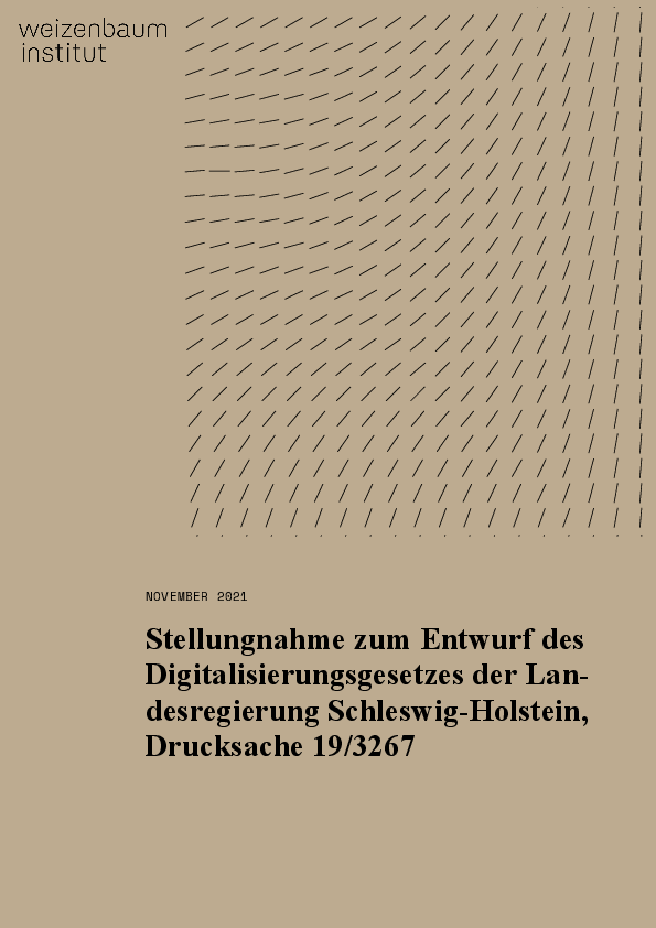 Stellungnahme zum Entwurf des Digitalisierungsgesetzes der Landesregierung Schleswig-Holstein